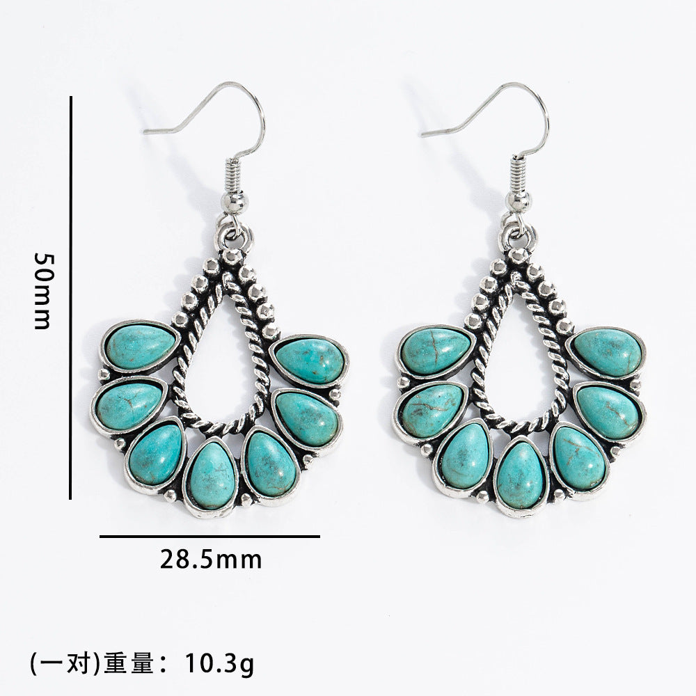 Wholesale 20pcs Bohemian Vintage Turquoise Alloy Earrings