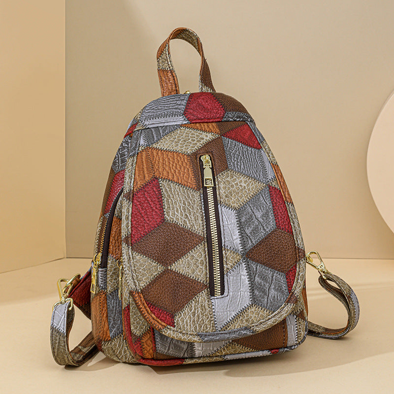 Wholesale 2025 new retro soft leather stitching contrast color one-shoulder large capacity messenger Bag