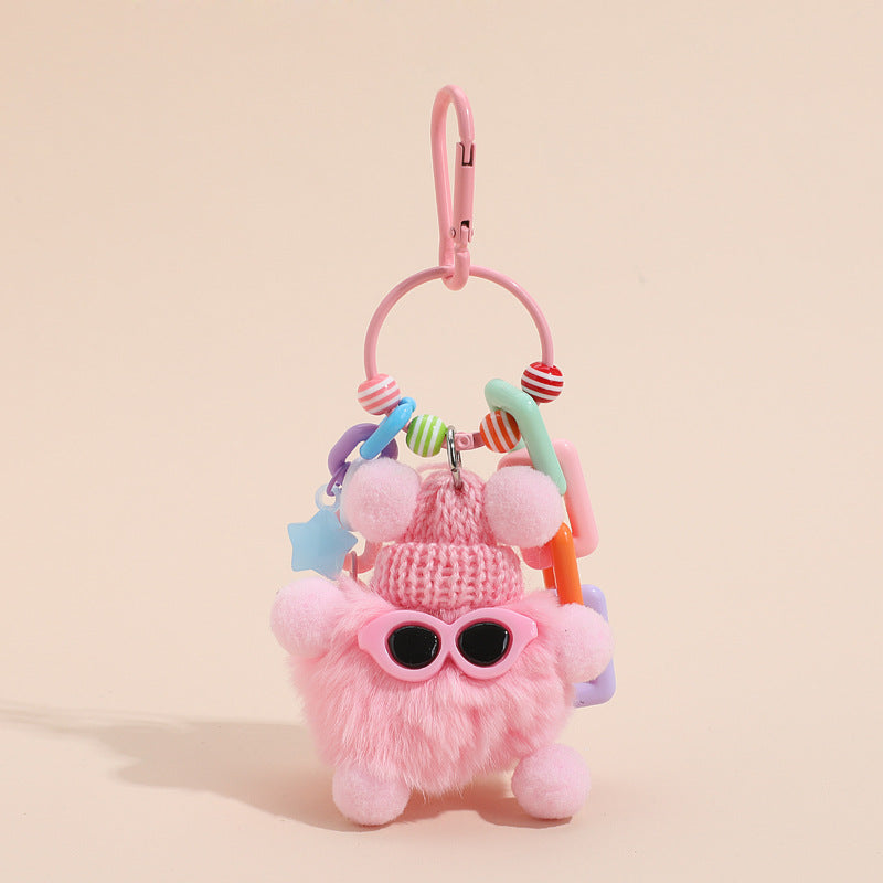 Wholesale of Colorful Cute Fur Ball Cartoons Metal Keychain