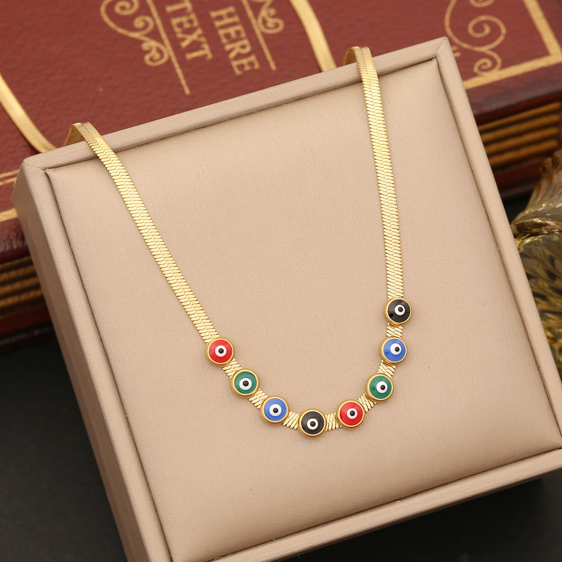 Wholesale Oil Drip Eye Clavicle Copper Necklaces