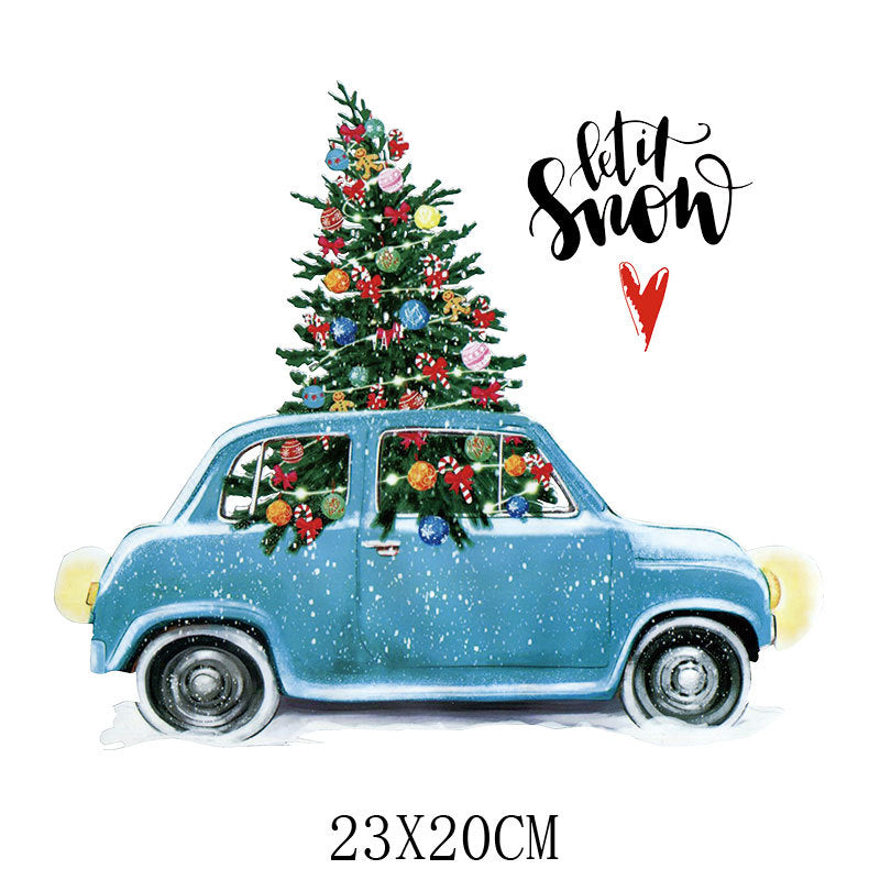 Wholesale   5pcs/pack sleigh heat transfer  UV DTF Ready to Press Transfers Wraps