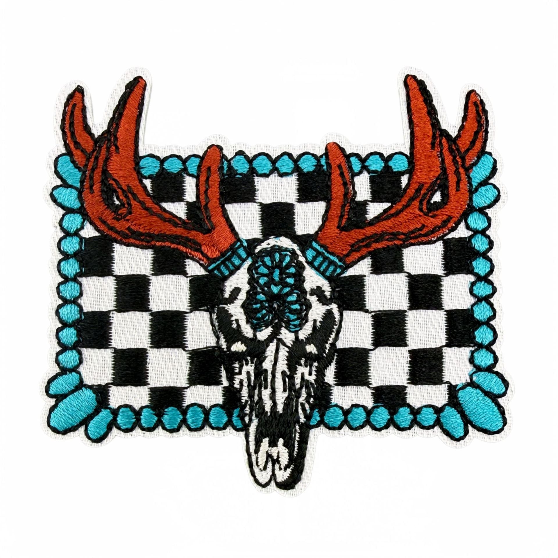 Wholesale Western Style Embroidered Patch Set Skull Checkerboard Design Polyester Thread Fashion Decorative Accessory Gift And Boutique Resale