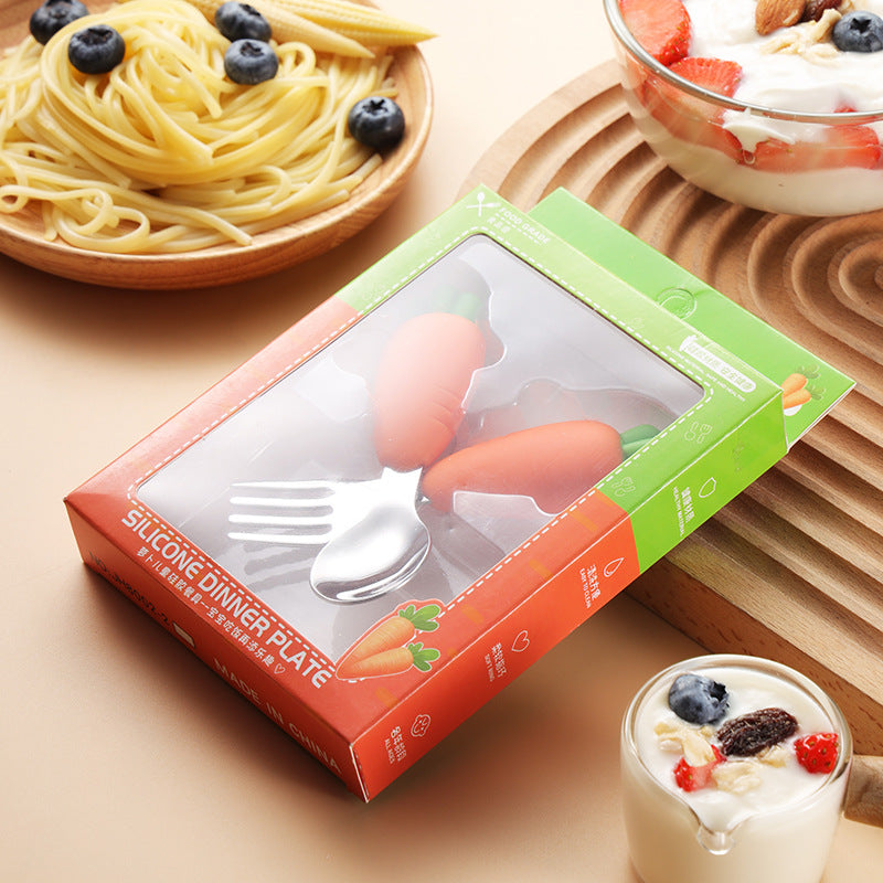 Wholesale Cartoon Silicone Baby Spoon for Learning To Eat and Training with Short Handle