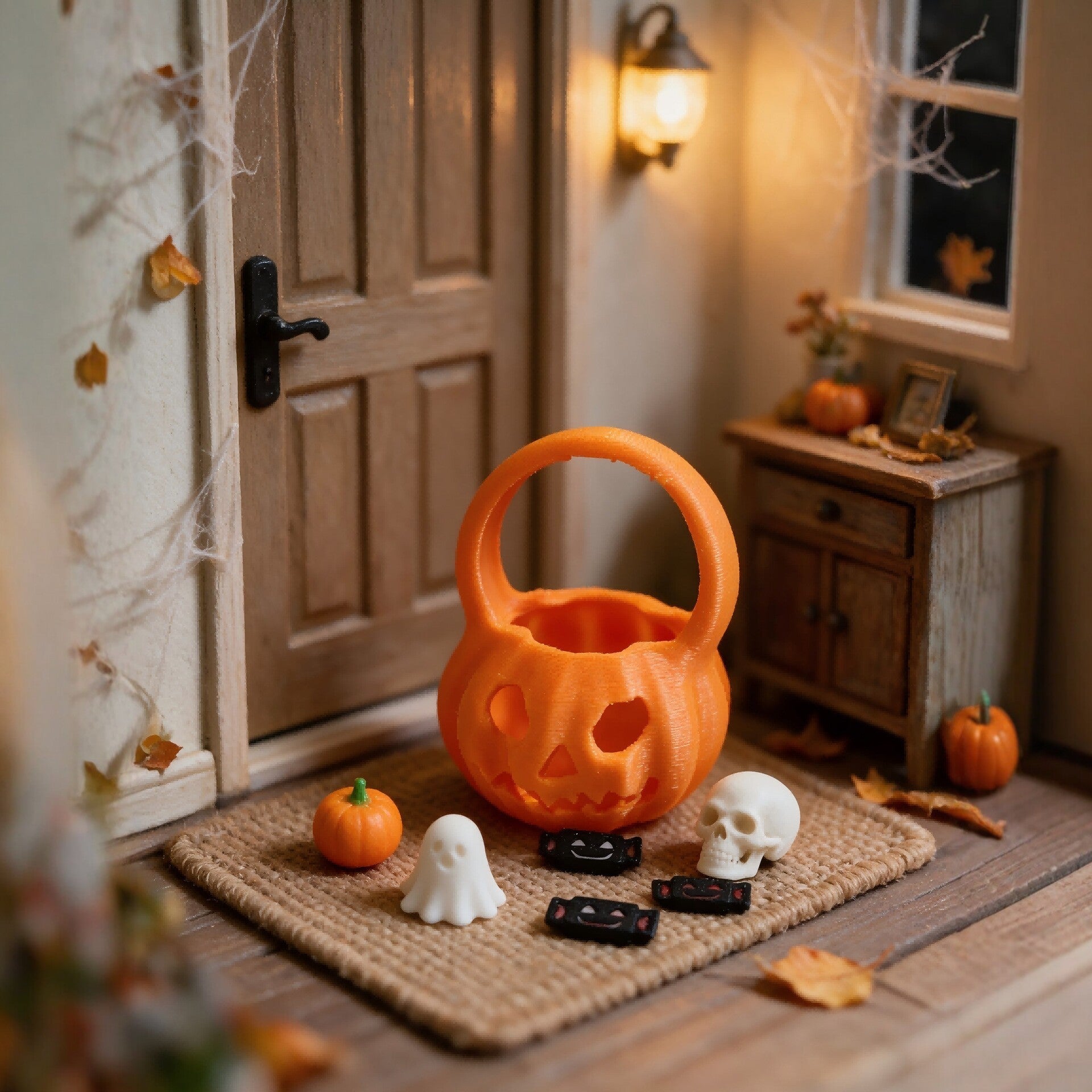 Wholesale 3D Printed  Pumpkin Bucket Set With Ghost Skull Tabletop Decoration Festive Home And Office Decor Gift