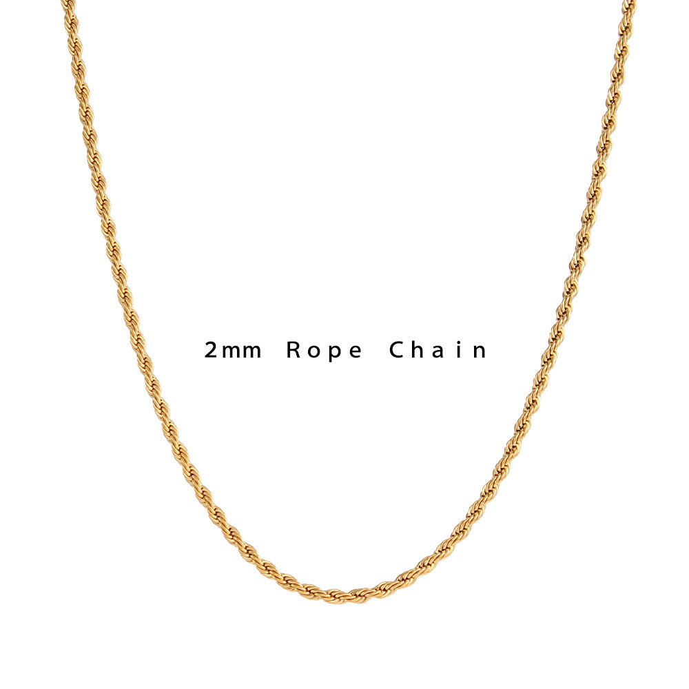 Wholesale Golden Fried Dough Twists Chain Stainless Steel Necklace