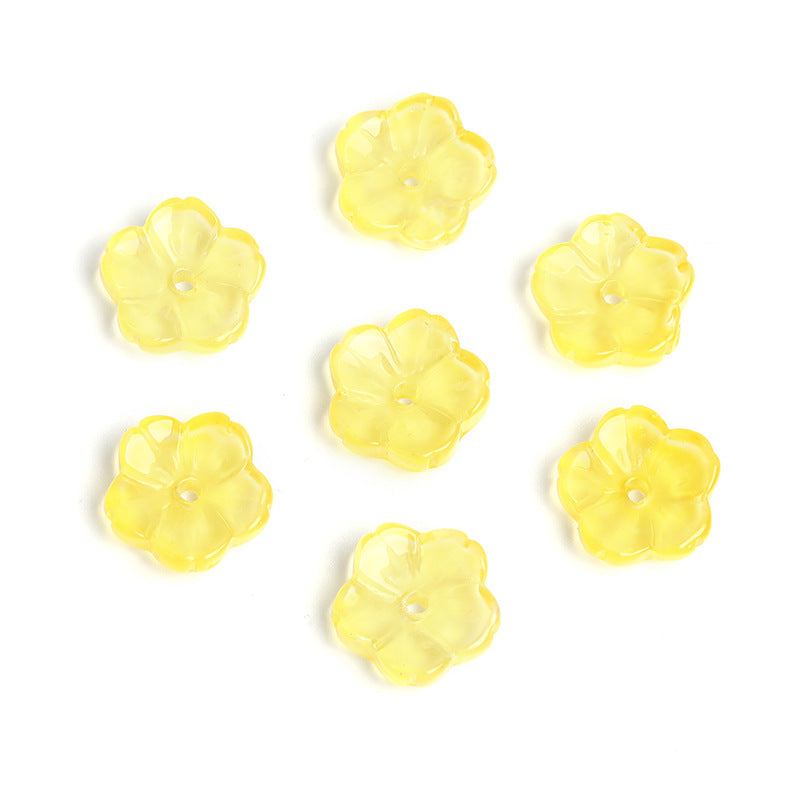 Wholesale 100pcs10mm Glass Transparent Petals Gradient Through Hole Beads DIY Spacer