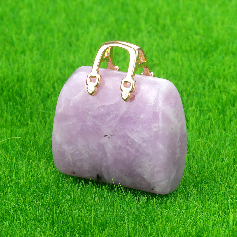 Wholesale Natural Crystal Stone Mini Handbag Bag Decoration