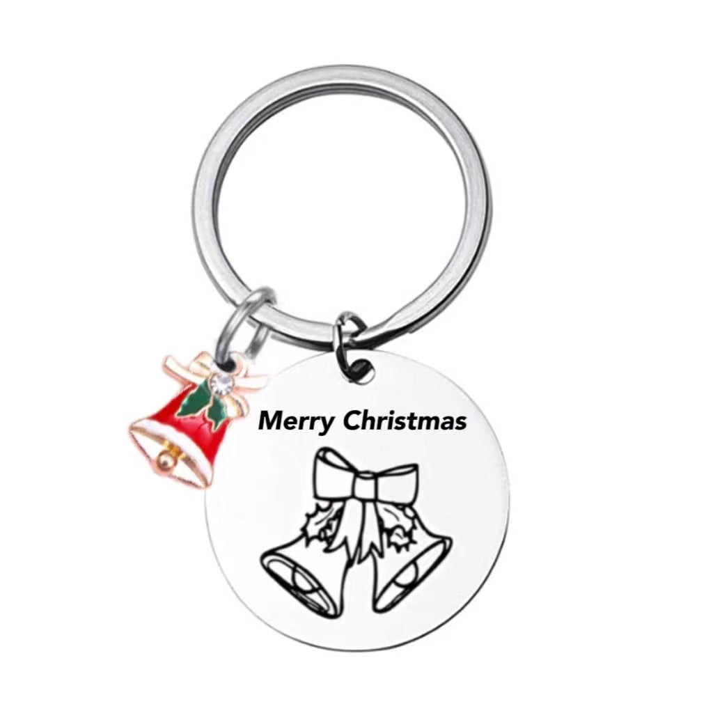 Llavero de árboles de Navidad de acero inoxidable al por mayor