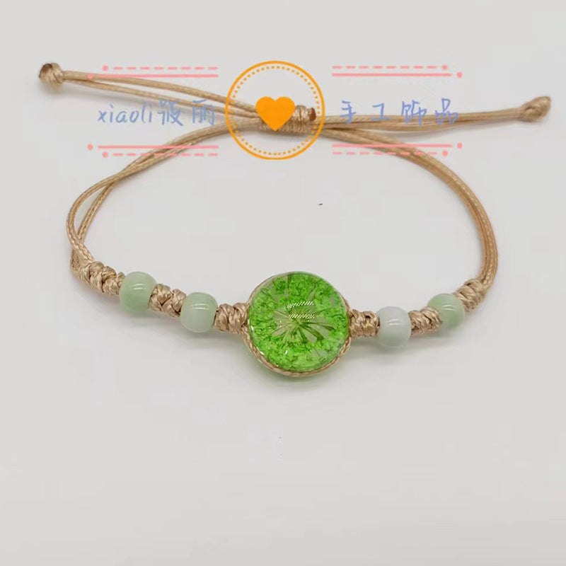 Wholesale Woven Colored Ceramic Beads Natural Real Flower Bracelet