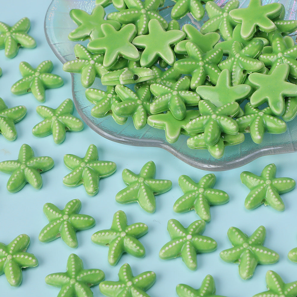 Wholesale 10pcs Starfish Perforated Handmade Ceramic Beads