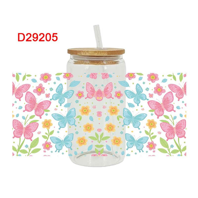Wholesale Colorful Cartoon Butterfly 16oz Cup UV DTF Wraps