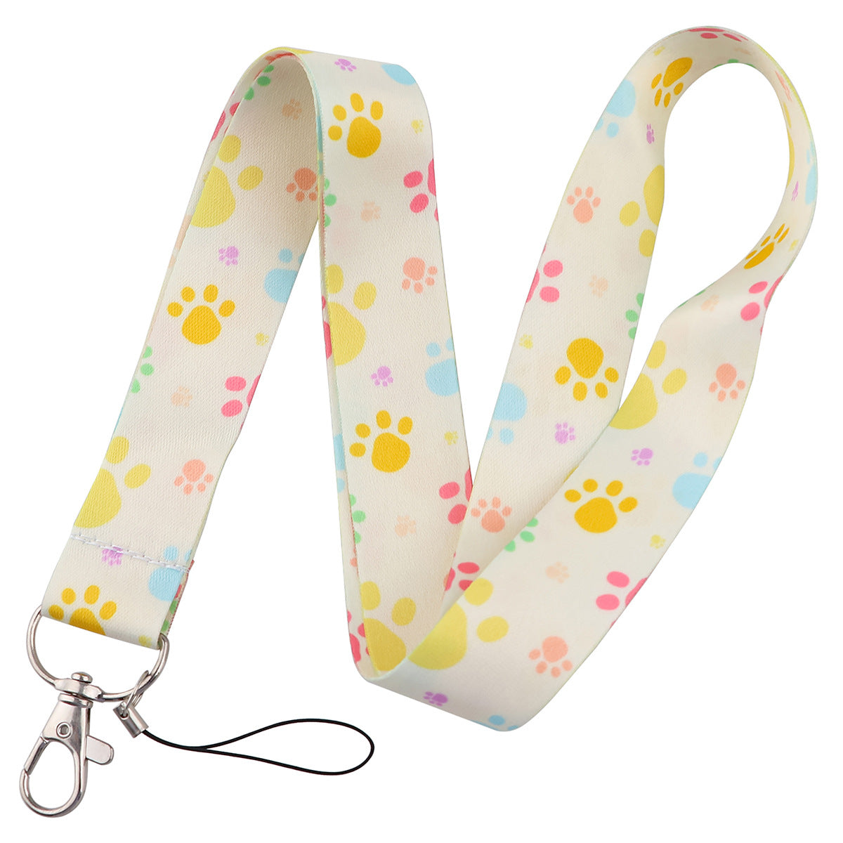 Wholesale Puppy Dog Paw Print Card Holder Webbing Polyester Lanyard Keychain
