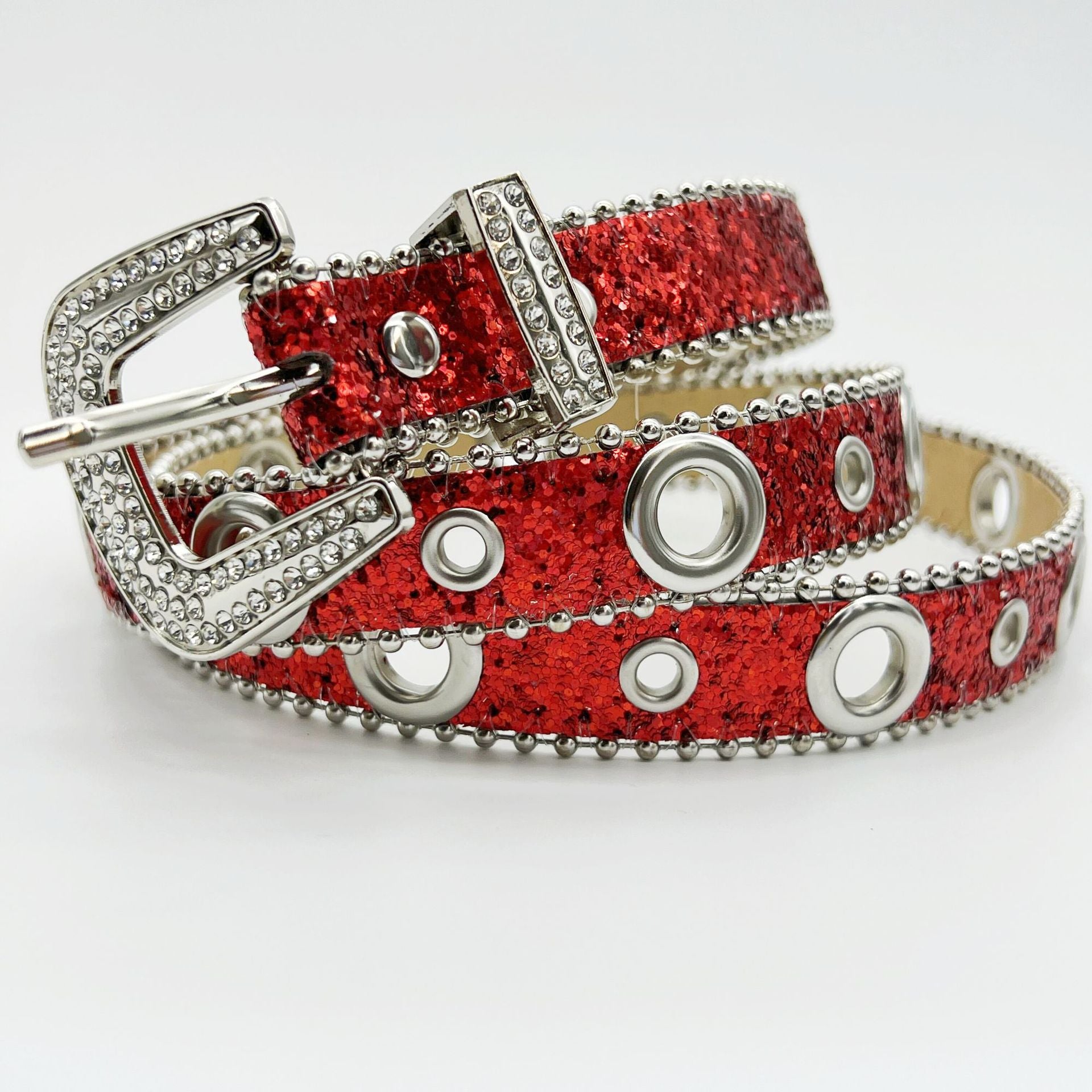 Wholesale Rhinestone Sequin Full Eyelet Eyelet Jeans Belt