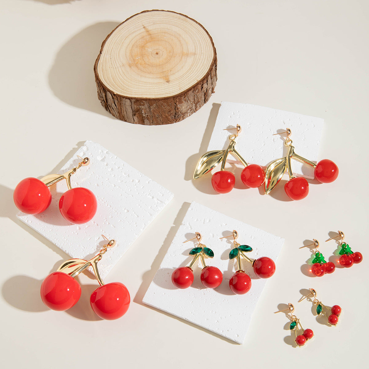 Wholesale 10pcs Acrylic Cute Red Cherry Earrings