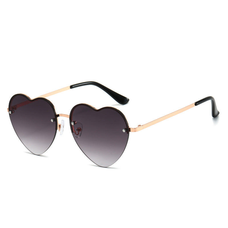 Wholesale Heart Half Frame Fashion Sunglasses