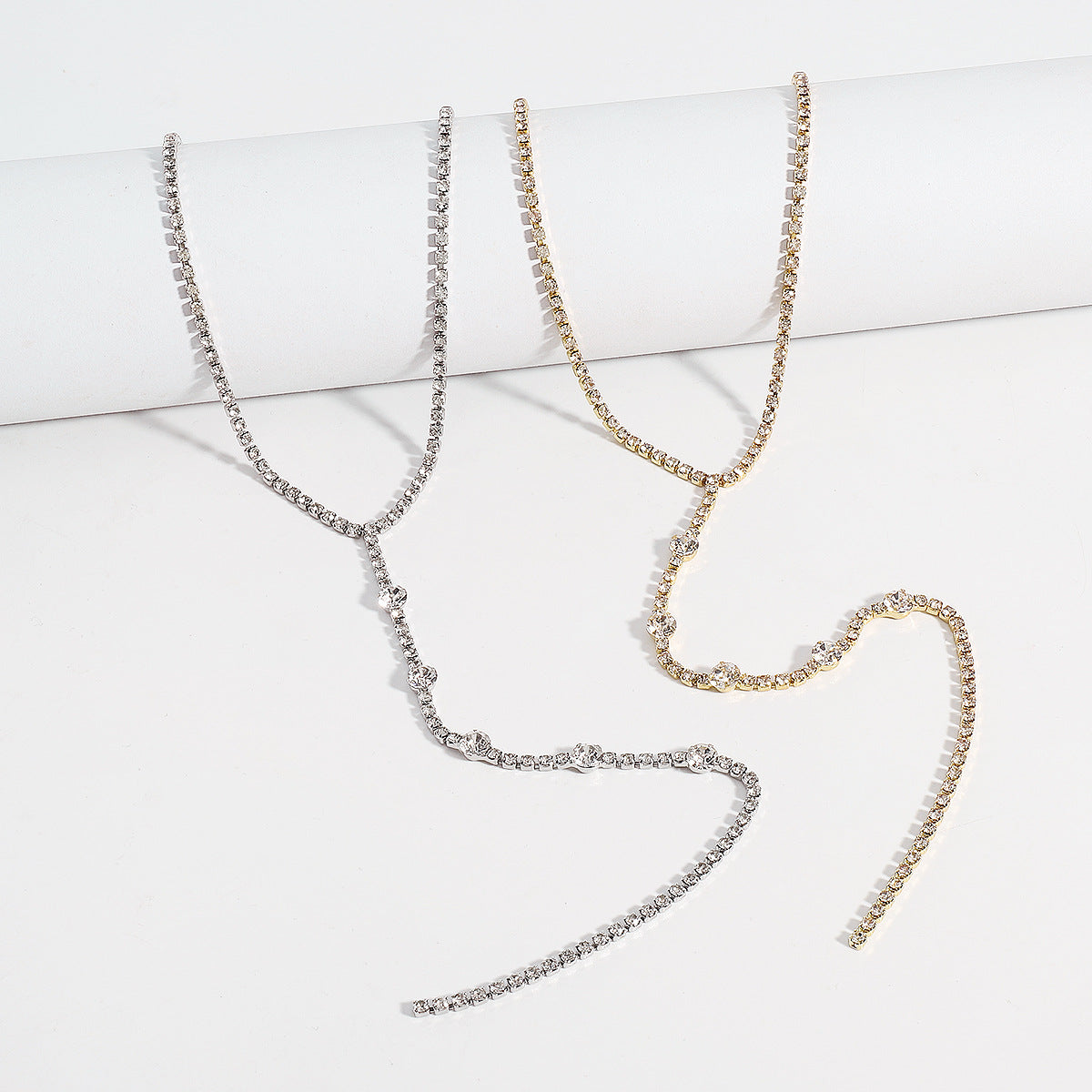 Wholesale Long Y-shaped Geometric Rhinestone Necklace