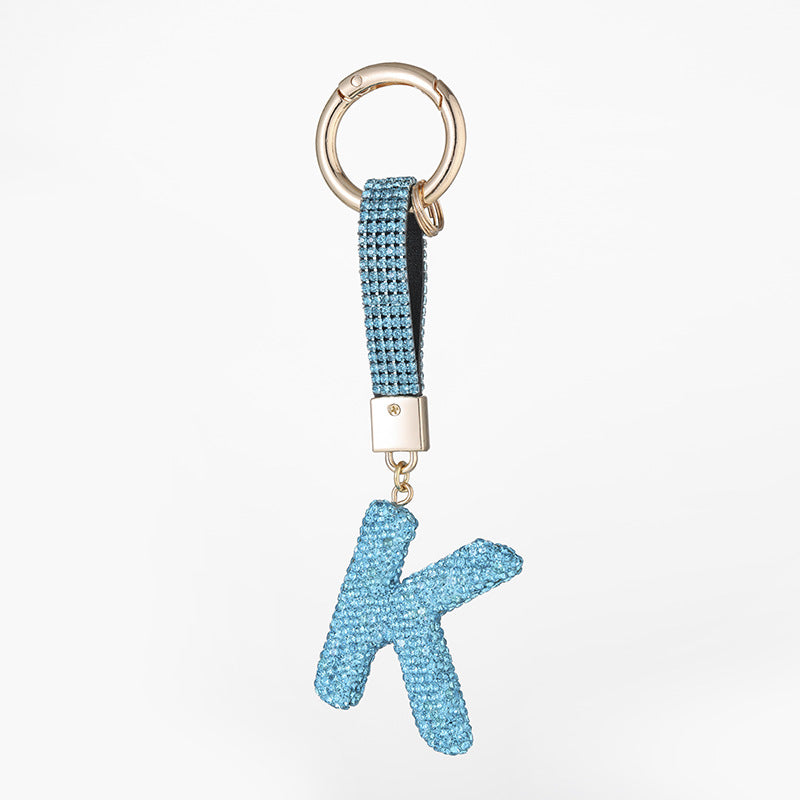 Wholesale Pottery Clay Water Diamond Alloy Dot Diamond Letter Keychain
