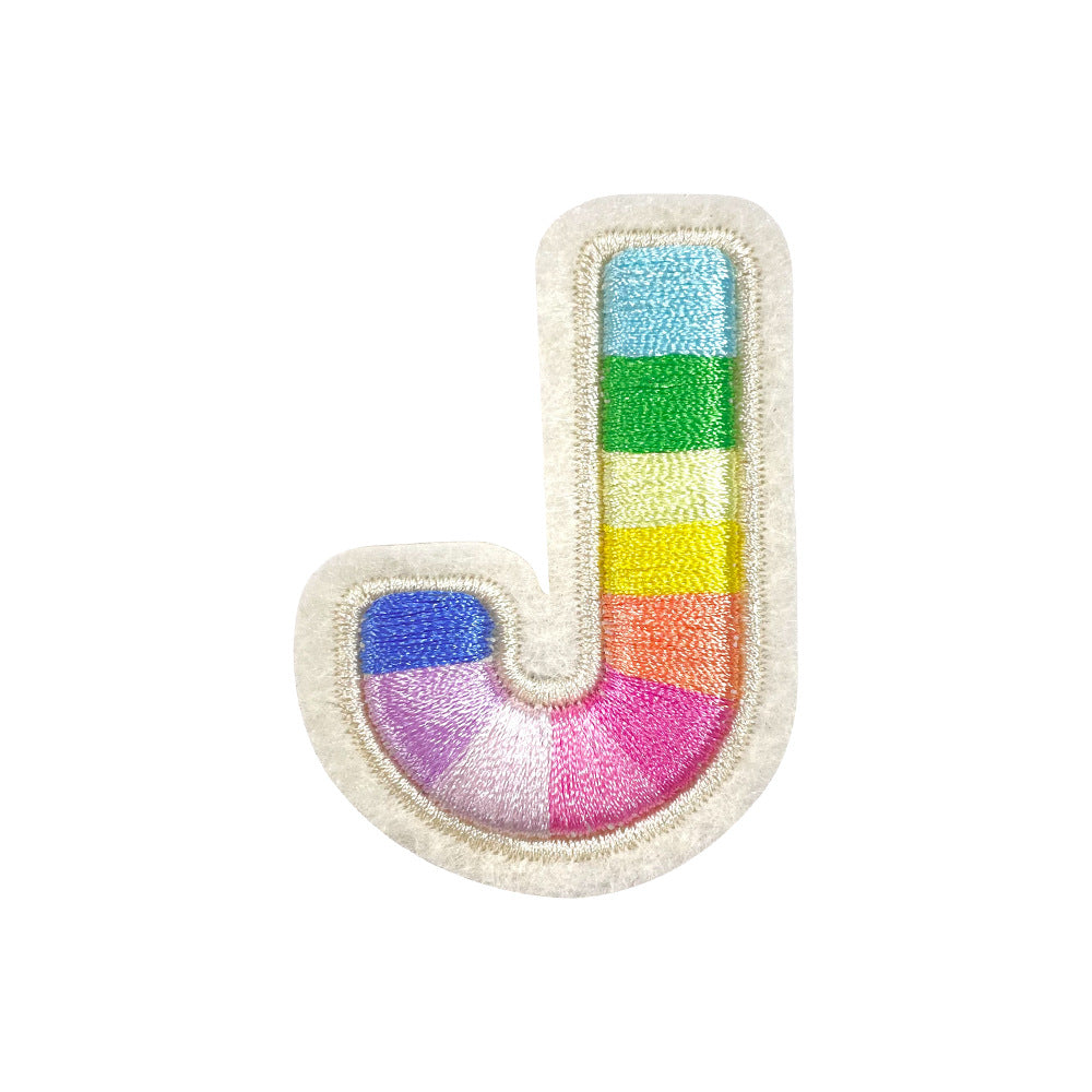 Wholesale Rainbow 3D Embroidered 26 Alphabet Letter Patches Self Adhesive DIY Fashion Accessory For Shoes Hats