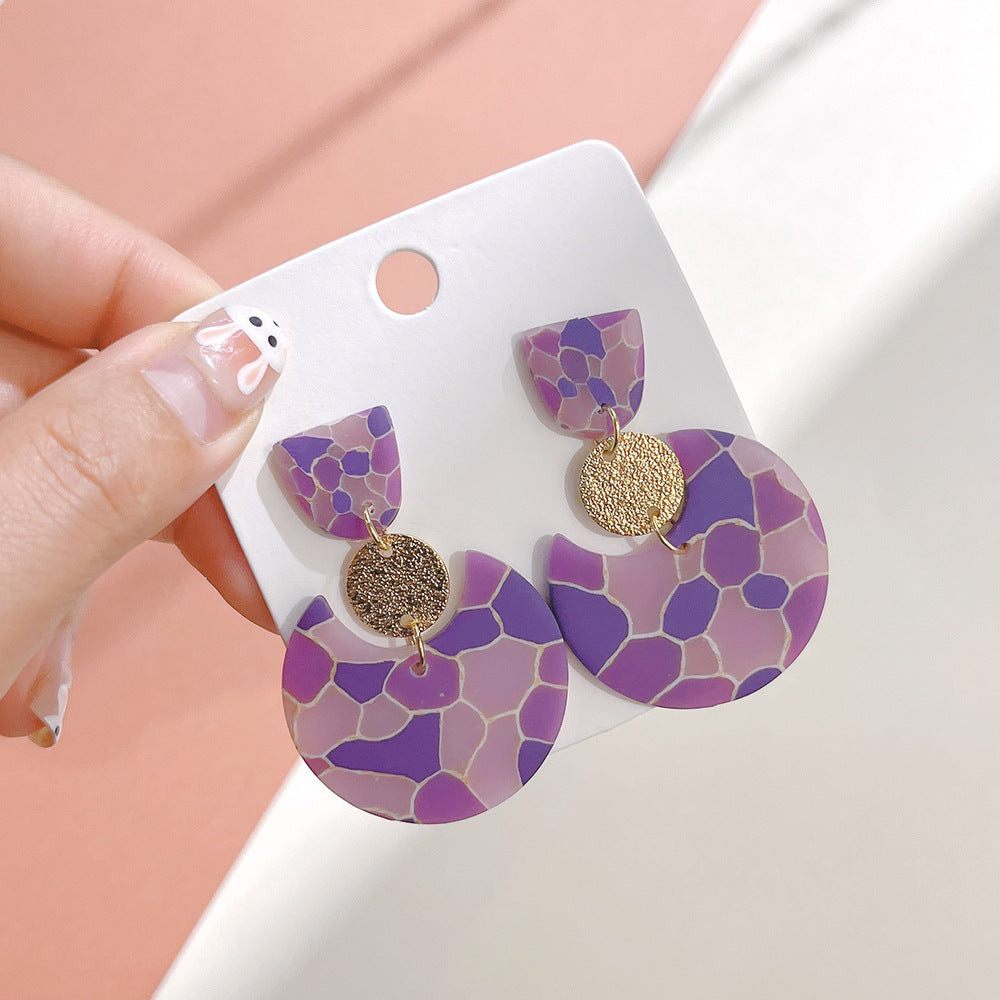 Wholesale Starry Sky sy Soft Ceramic Geometric Splicing Earrings