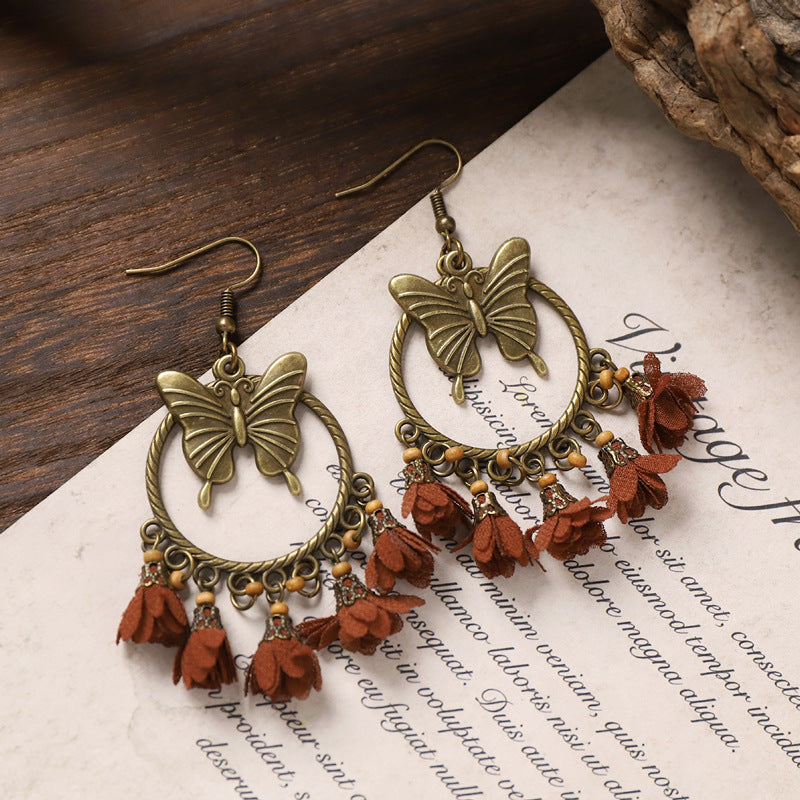Wholesale Bohemian Feng Shui Drop shaped Long tassel Earrings