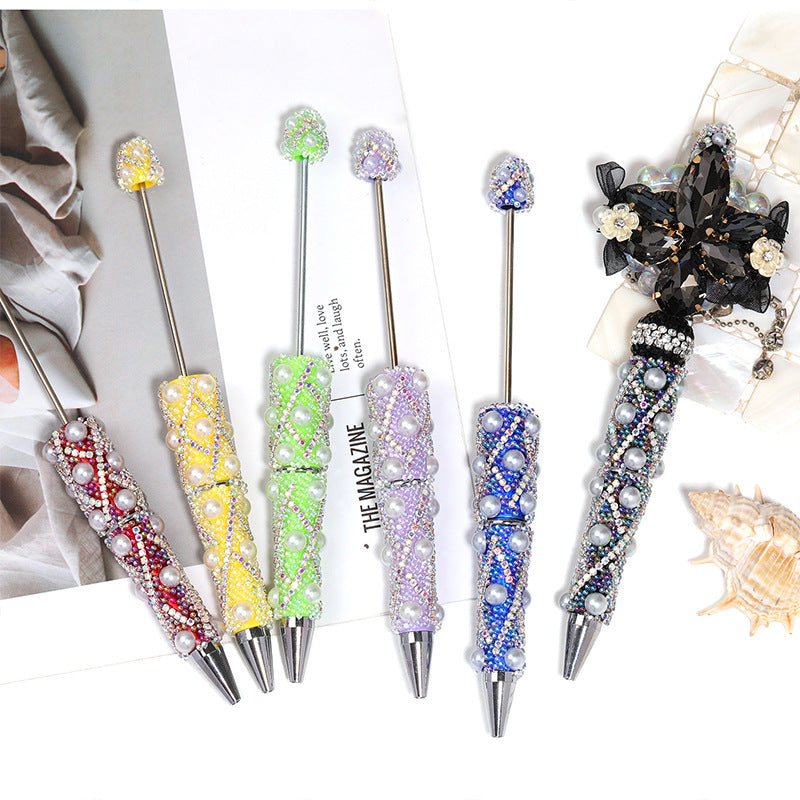 Wholesale 5pcs Heavy Industry Full Diamond Pearl Chain Beaded Pen DIY