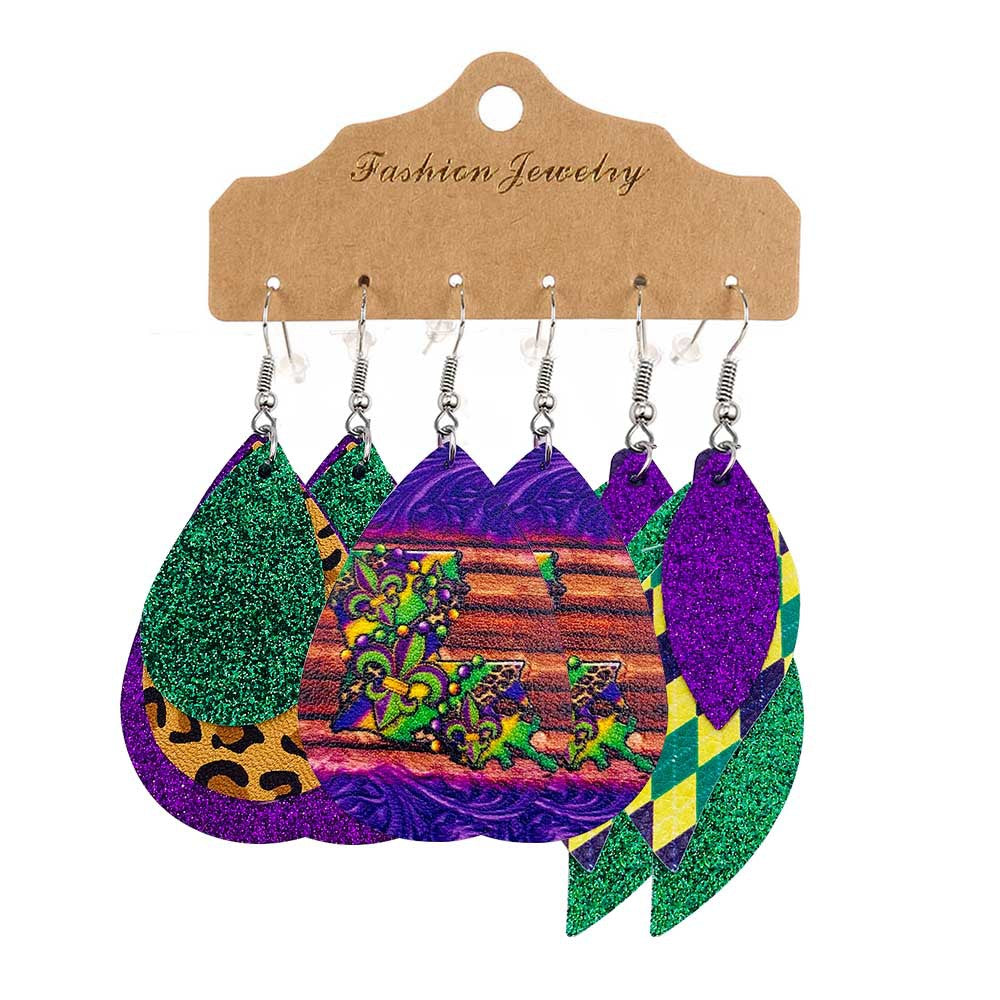 Pendientes al por mayor de cuero festivo de múltiples capas