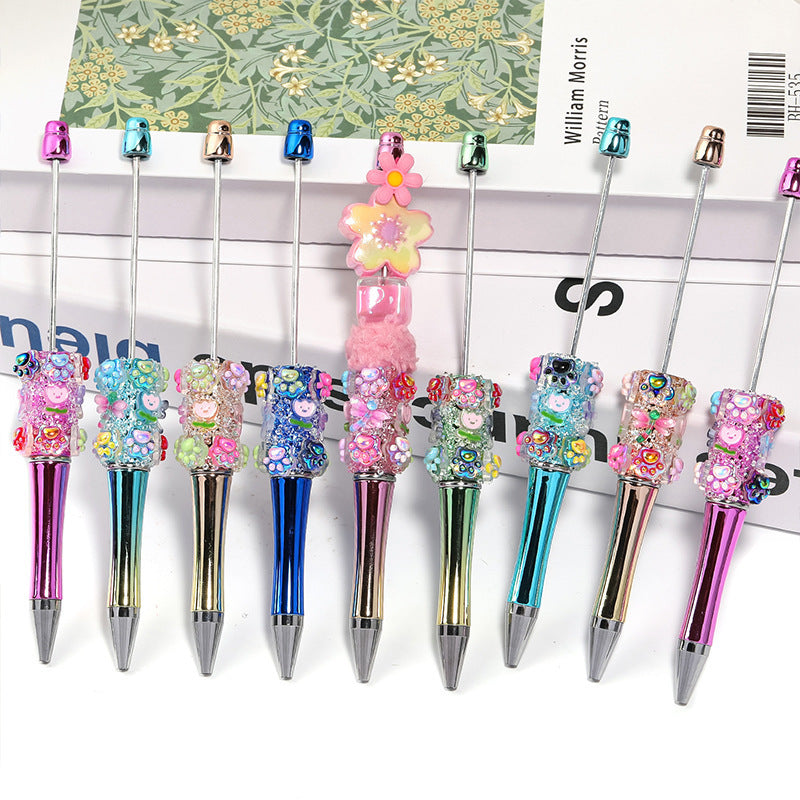 Wholesale 10pcs/pack Flower DIY Beaded Pen Fashion Bead Pen Beadable pen