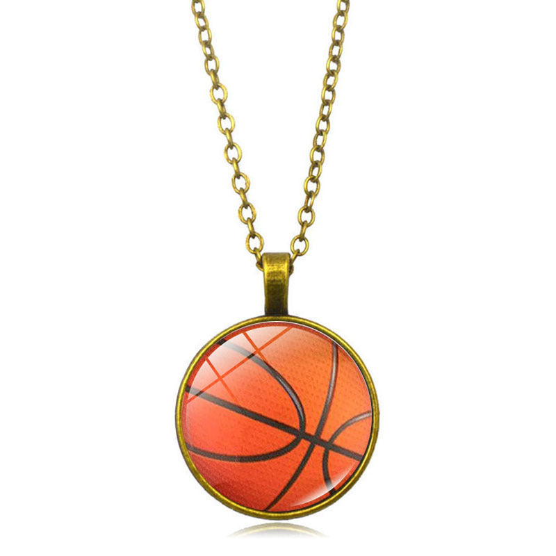 Wholesale Soccer Basketball Volleyball Time Gemstone Pendant Alloy Necklaces