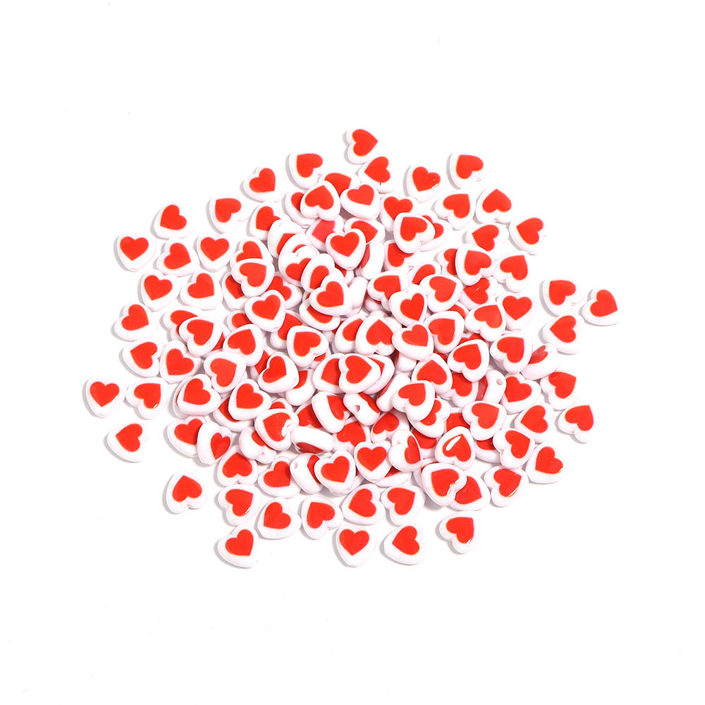 アクリル赤小サイズハート型縦穴ルースビーズ 100 個/パックの卸売