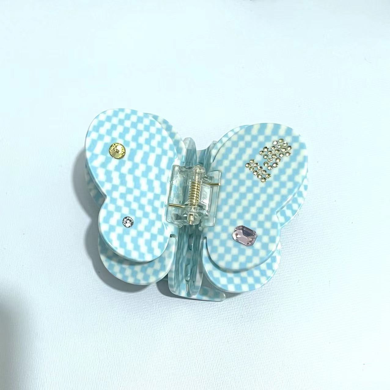 Wholesale Acetic Acid Rhinestone Hairpin  Butterfly Clip Girl Shark Clip
