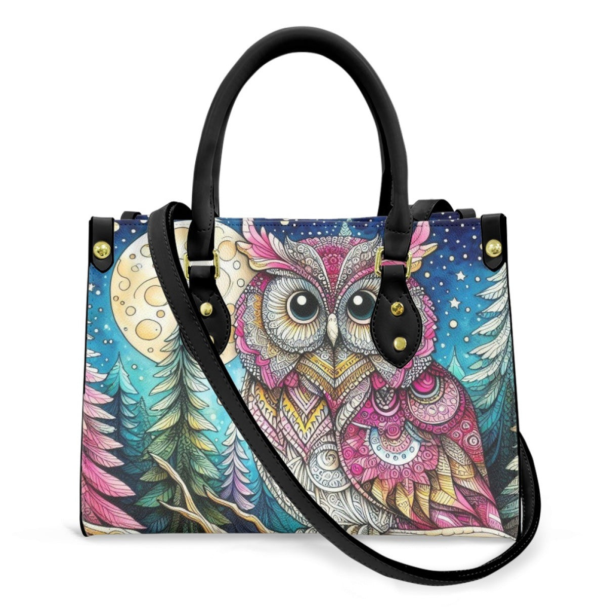 Wholesale Owl Animal Digital Printed Ladies PU Strap Shoulder Strap Handheld Shoulder Bag