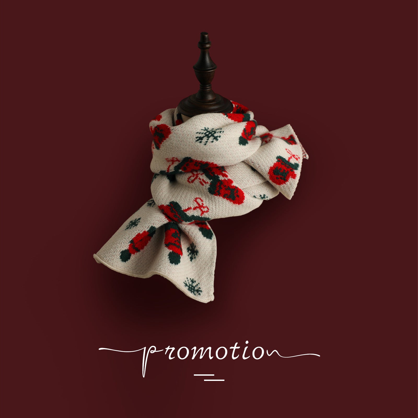 Wholesale Red Christmas Tree Knitted Wool Scarf