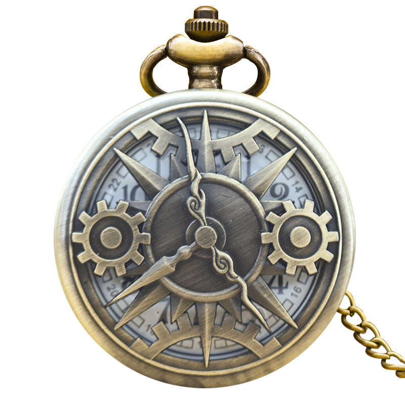 Wholesale Bronze large hollowed out patterned gear pocket watch