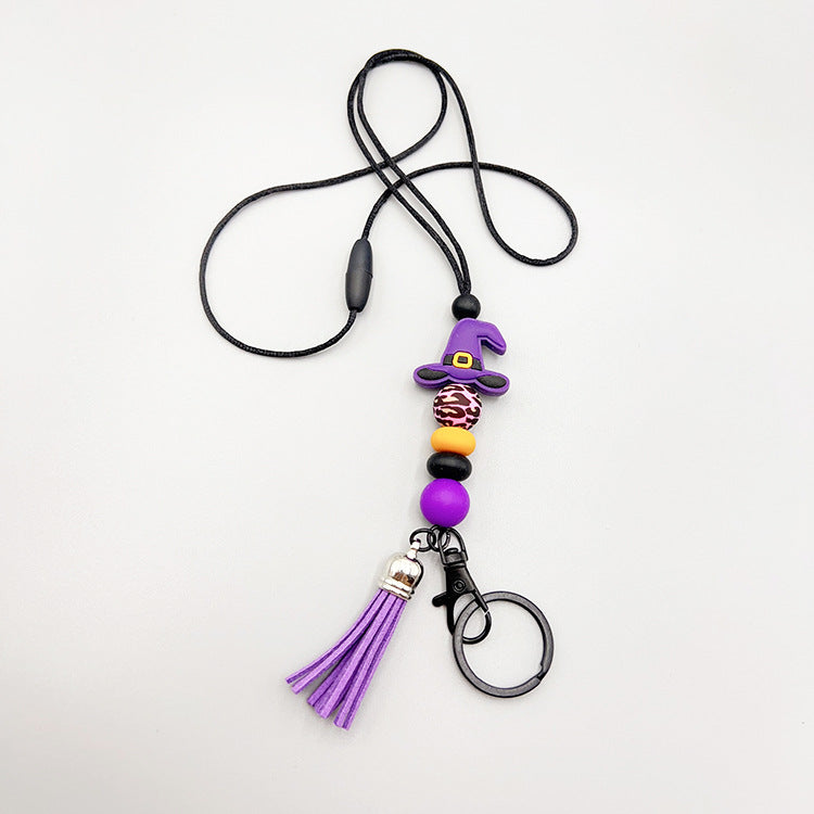Wholesale Halloween Silicone Beads Easy Pull Lanyard Keychain