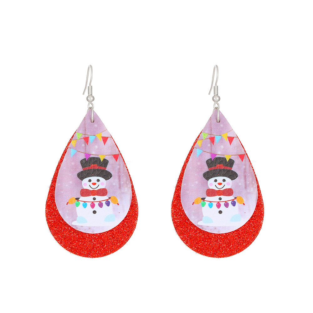 Wholesale Christmas Exaggerated Snowflakes Classic Colorful Bell Snowman Earrings