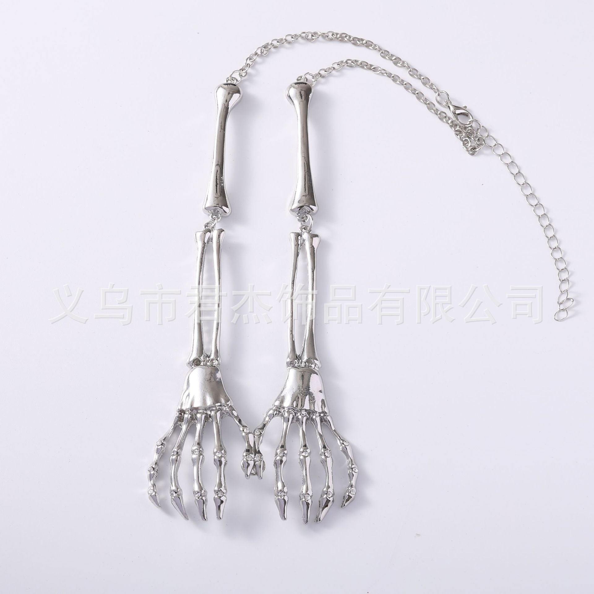 Wholesale  exaggerated hip-hop punk skeleton hand necklace