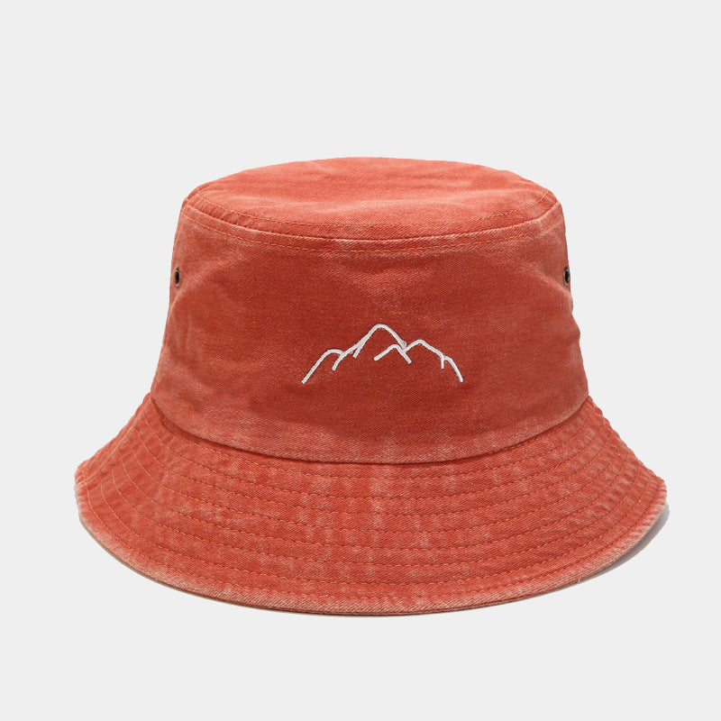 Wholesale Washed and Distressed Mountain Embroidery Vintage Bucket Hat