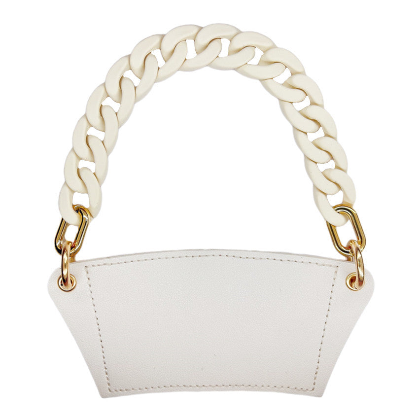 Case de cuero de cuero de taza de café de cadena acrílica al por mayor