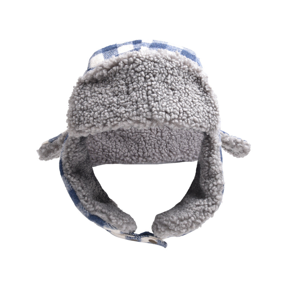 Wholesale Winter Cold and Warm Black and Red Plaid Outdoor Ear Protection Hat