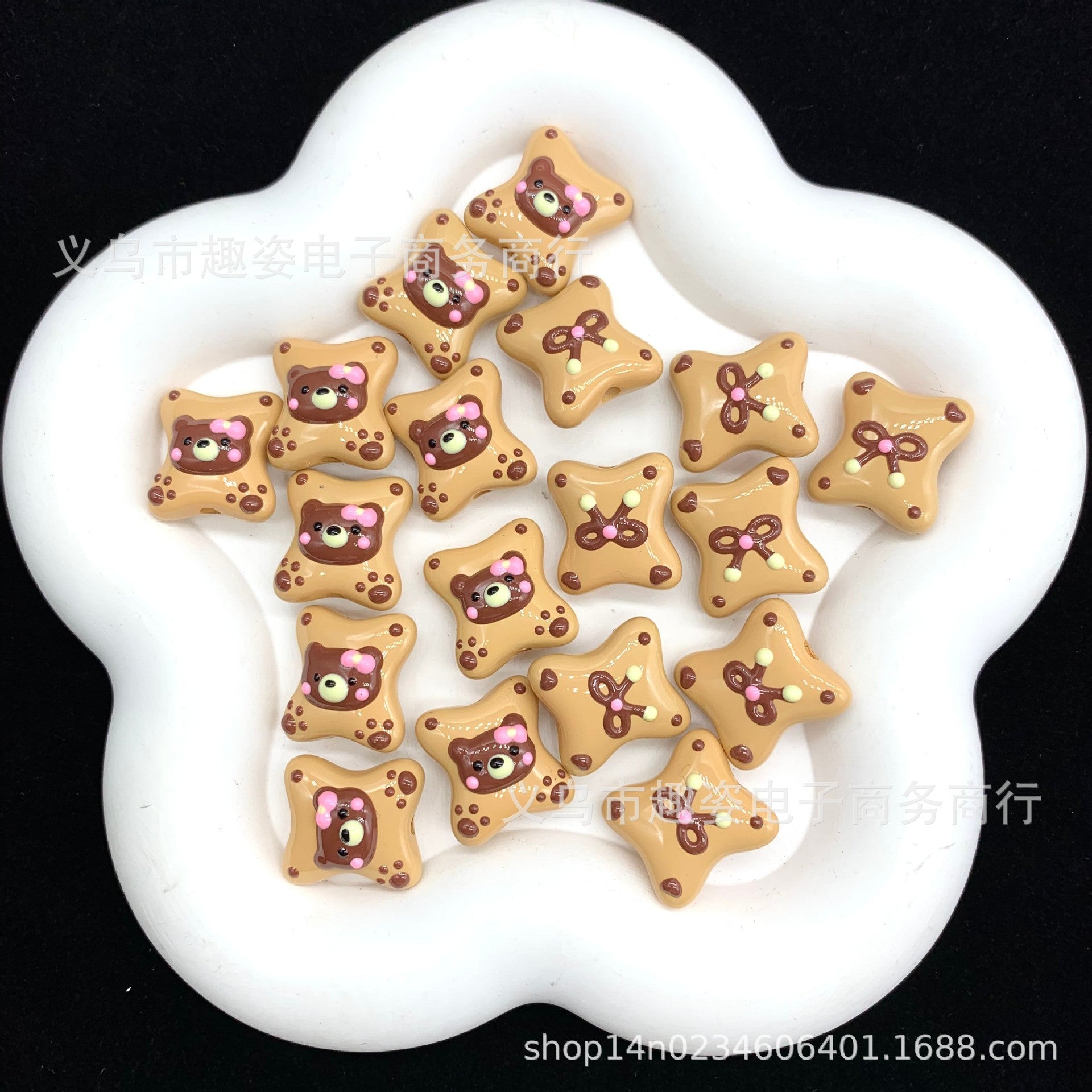 Wholesale 10pcs Panda Bear Cookie Acrylic Beads