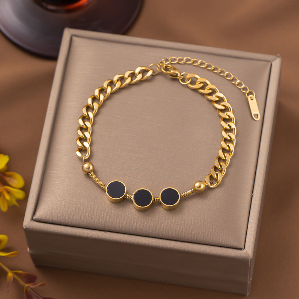 Wholesale Square Round Star Cuban Titanium Steel Bracelet