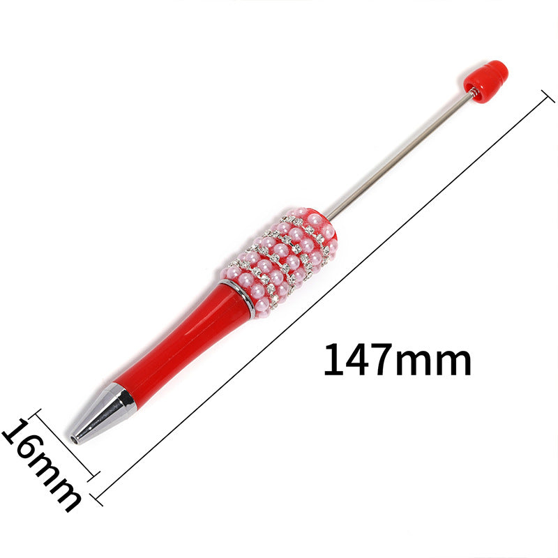 Wholesale Beadable Pens10pcs Heavy Industry Diy Multicolor Pearl Rhinestone Chain Plastic Rotating Ballpoint Pen