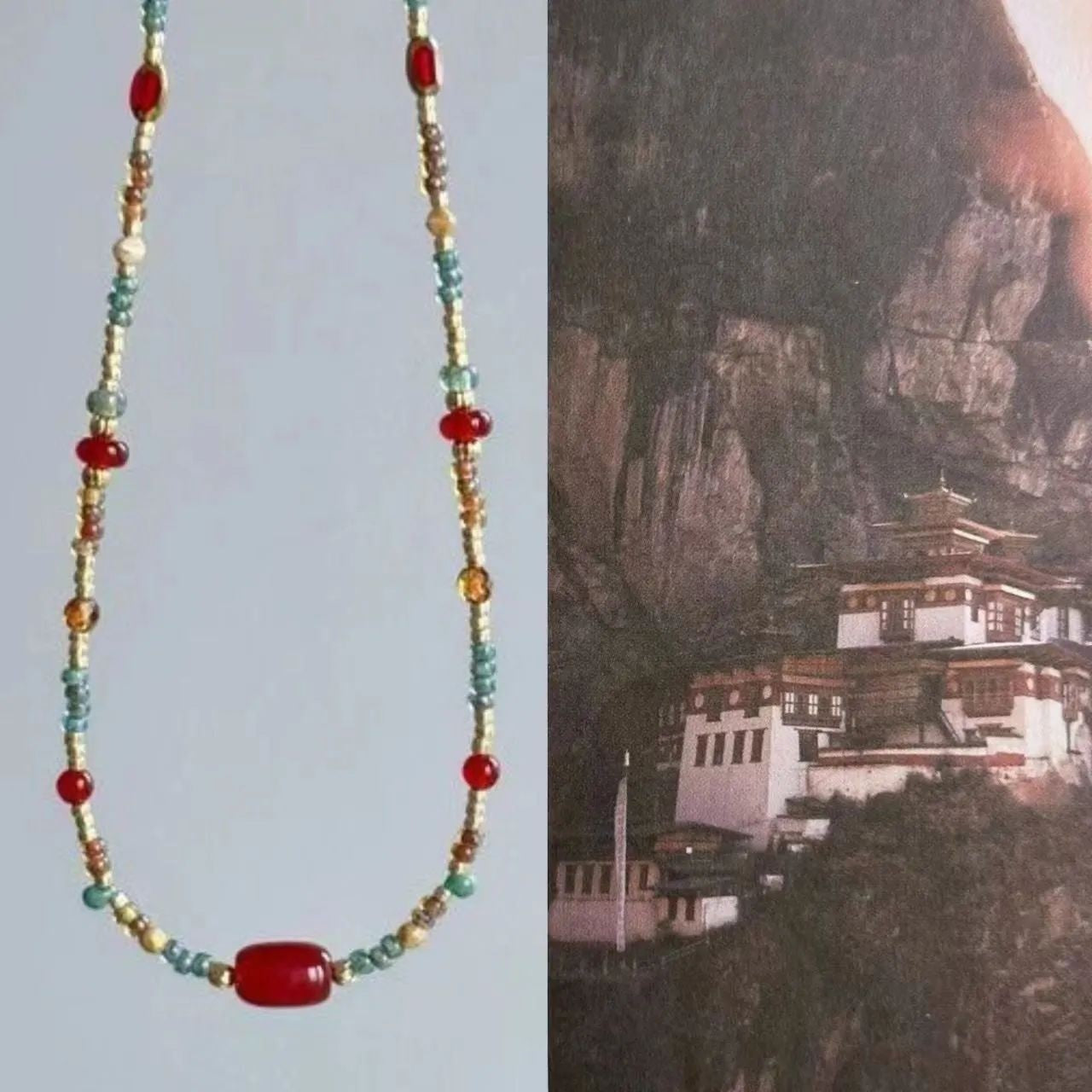 Wholesale Spring and Summer Fresh Light Blue Niche Beaded Necklace