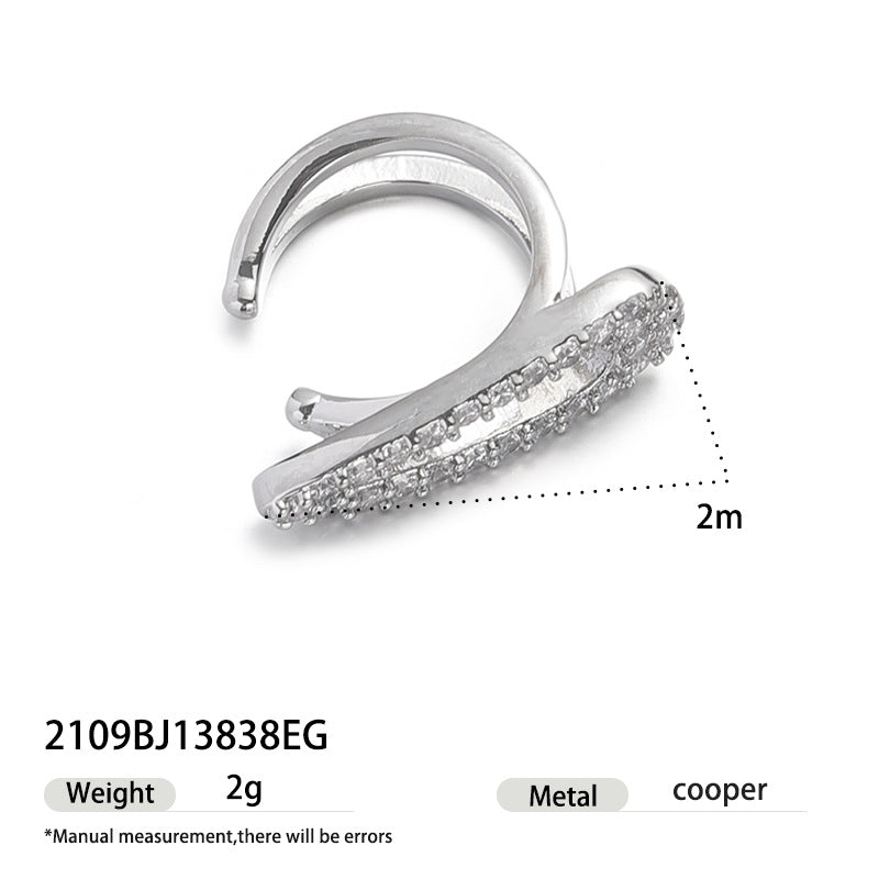 Wholesale Unique Irregular Shape Zirconium No Ear Bone Clip Earrings