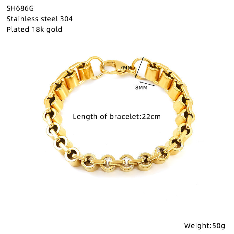 Wholesale fashion stainless steel hip-hop bracelet  unisex jewelry