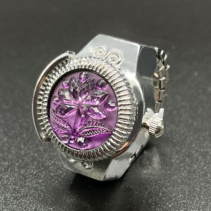 Wholesale [Ring watch] personalized fashion temperament female foreign trade hot quartz watch flip ring watch can see time