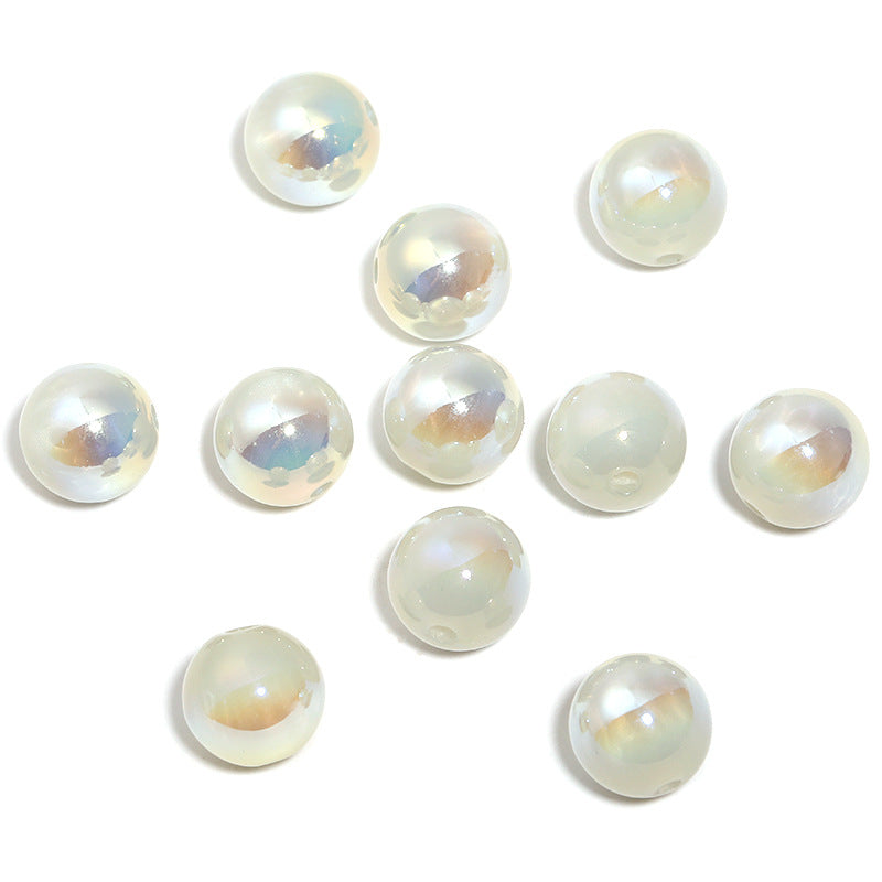 Wholesale UV color coated milk tea cat's eye high gloss acrylic small round beads