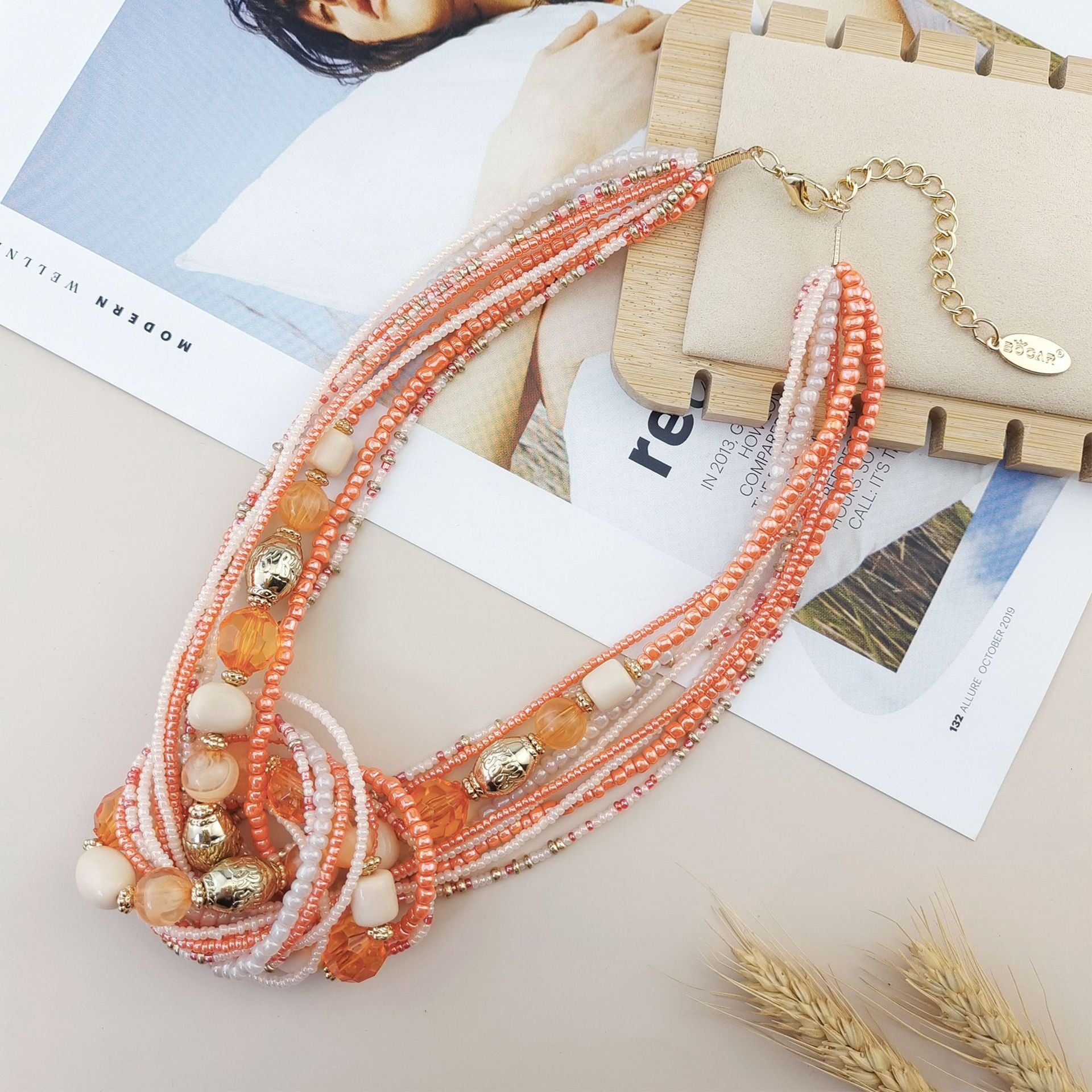 Wholesale Multi-layer Knotted Rice Beads Fashionable Versatile Necklace