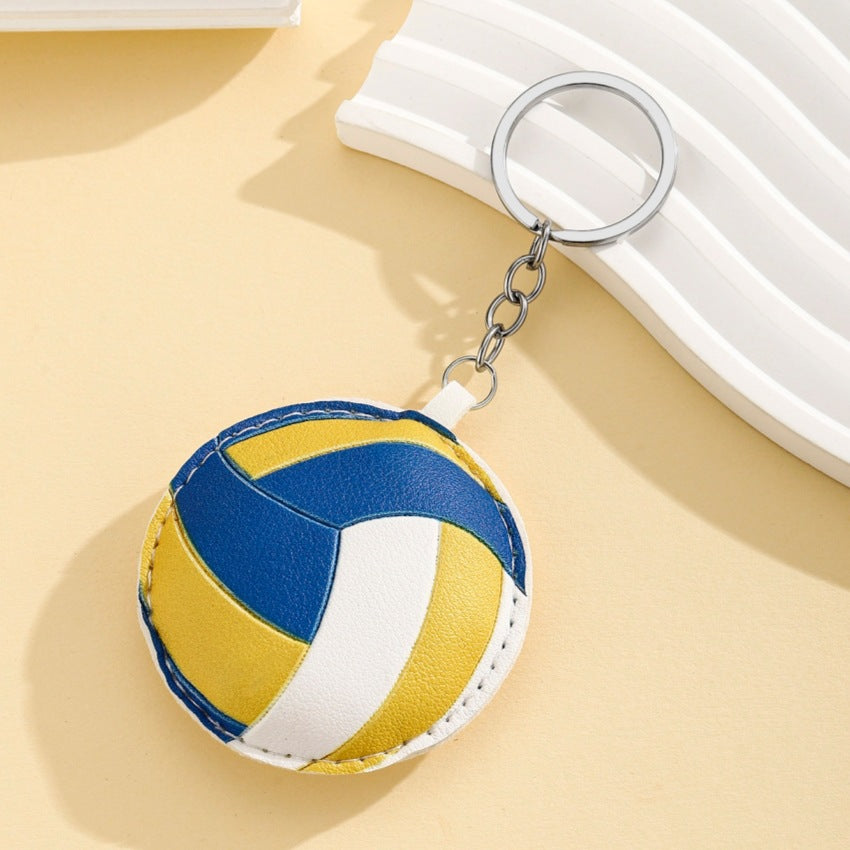Wholesale Sport style PU padded cotton ball keychain pendant