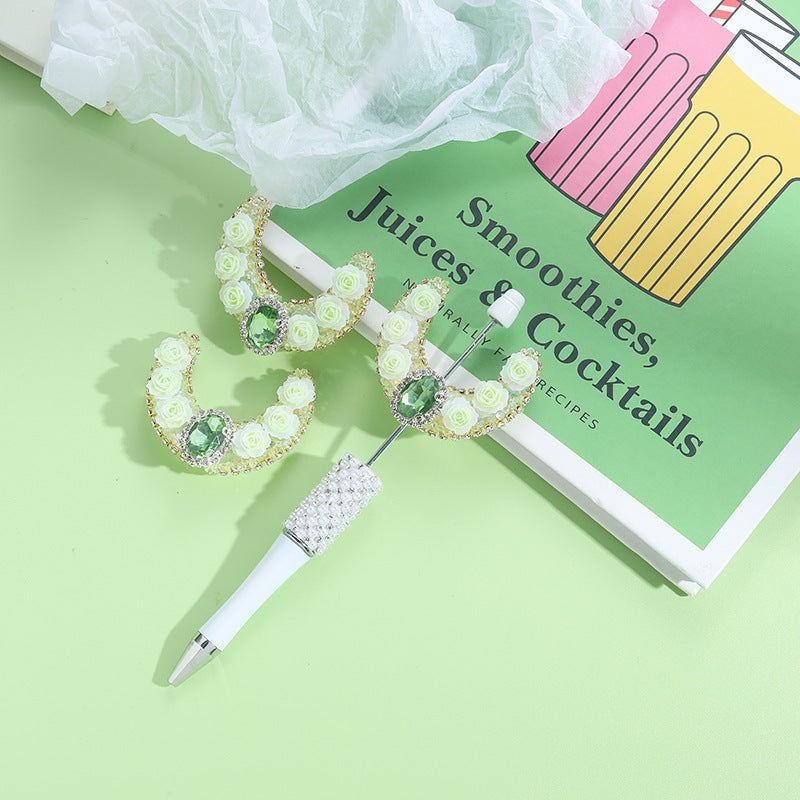 Wholesale 10pcs Heavy Industries Moon Flower Zircon Straight Hole Handmade Beads